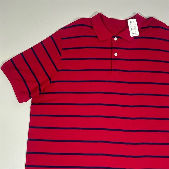 HB Other - HB Men's 3XL Big & Tall Red Striped Polo Shirt Short Sleeve Casual